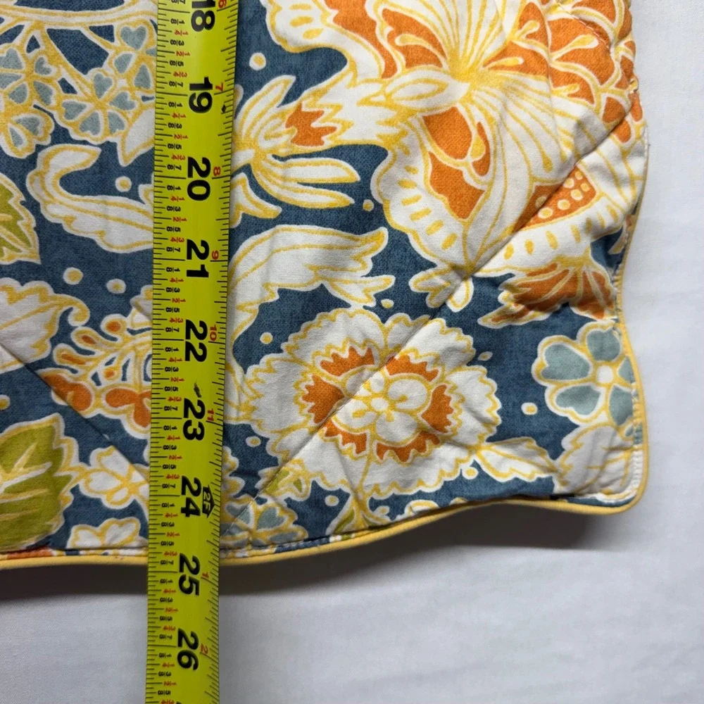 Pottery Barn Maggie Floral Euro Sham Pair Blue Orange Cottage‎ Grandmillennial